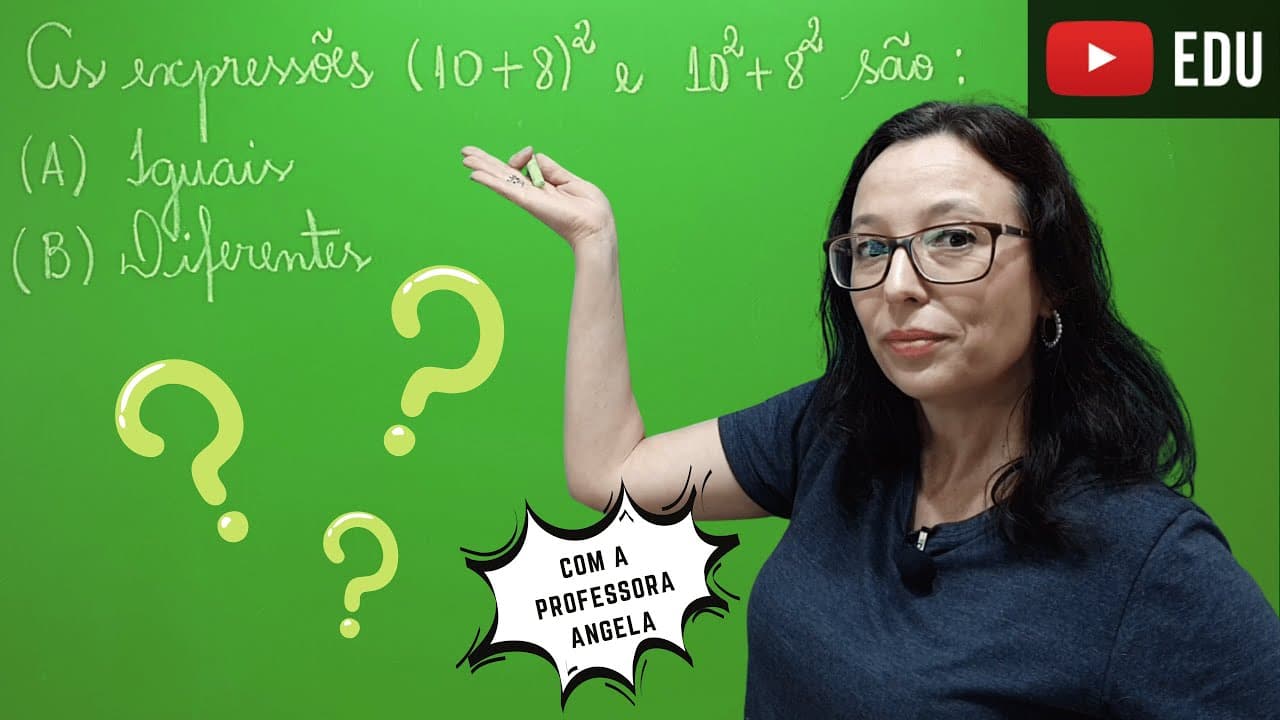 Thumbnail: Expressões Numéricas com Potenciação - Matemática Básica - Revisão - Professora Angela