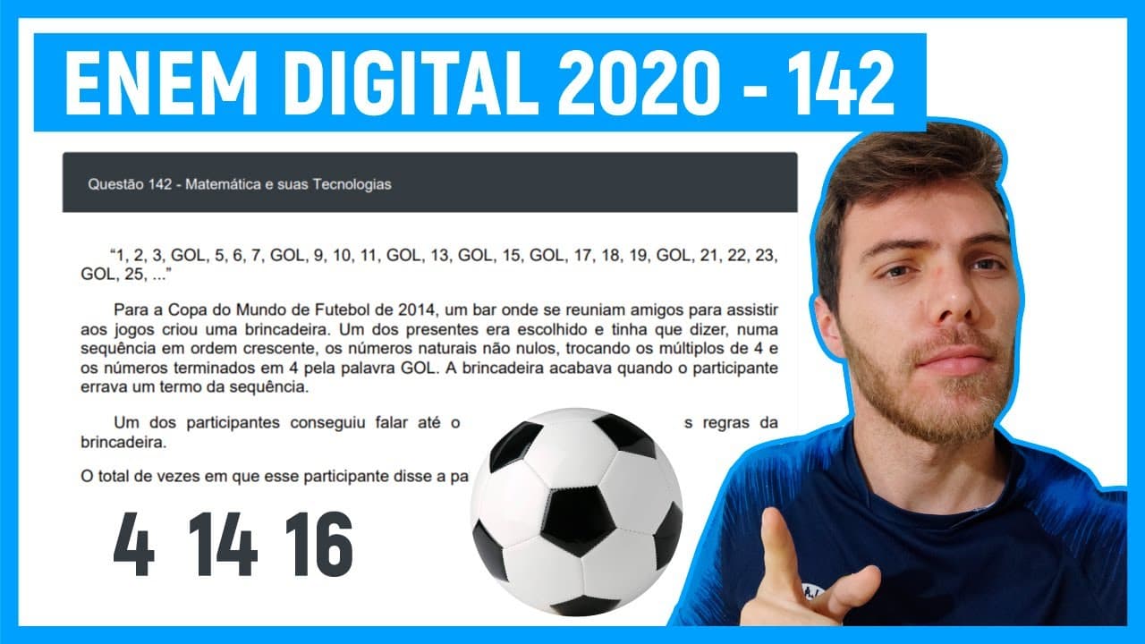 Thumbnail: 🛑Questão 142 Enem DIGITAL 2020 - INTERPRETAÇÃO BÁSICA - 1, 2, 3, GOL, 5, 6, 7, GOL, 9, 10, 11..