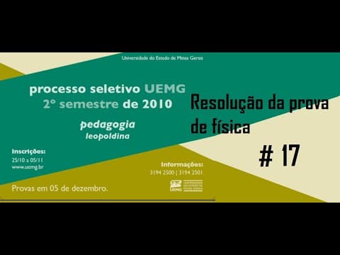 Thumbnail da aula: Resolução da prova de FÍSICA – UEMG – 2010/2 – Questão:17.