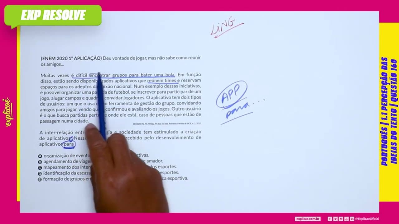 Thumbnail: DEU VONTADE DE JOGAR, MAS NÃO SABE COMO REUNIR OS AMIGOS...(...) | PERCEPÇÃO DAS IDEIAS DO TEXTO