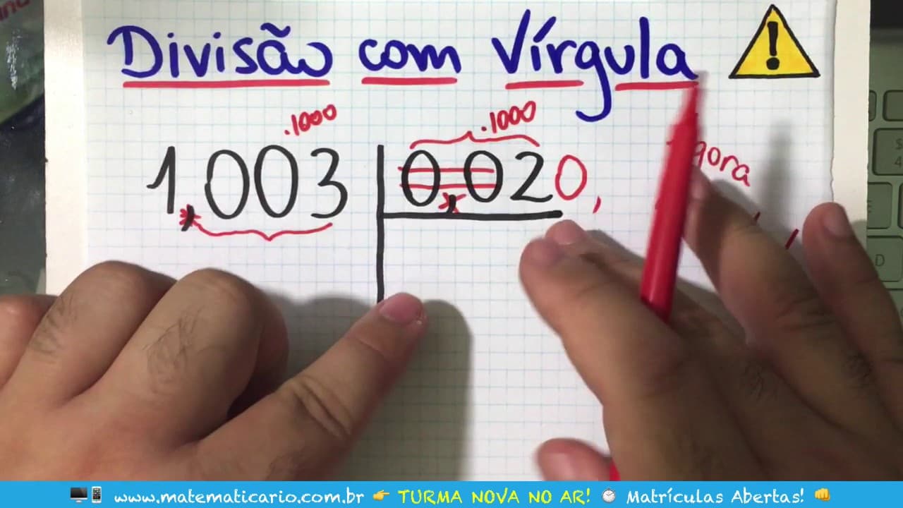 Thumbnail: ⏱ DIVISÃO COM VÍRGULA NO DIVIDENDO E NO DIVISOR 👉 Minuto Matemática