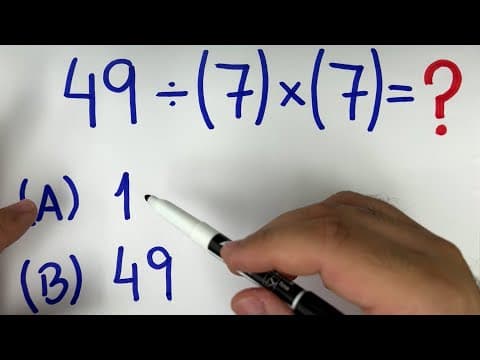 Thumbnail da aula: 🤯 MATEMÁTICA BÁSICA DESBUGADA - 49÷(7)×(7) ? Você consegue resolver expressão numérica bugante?