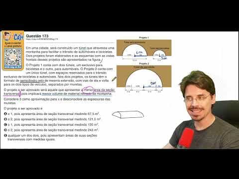 Thumbnail da aula: [ENEM 2025] 173 📘 GEOMETRIA PLANA Em uma cidade, será construído um túnel que atravessa uma montanha