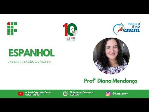 Thumbnail da aula: Espanhol com Profª. Diana Mendonça (03/08/22)