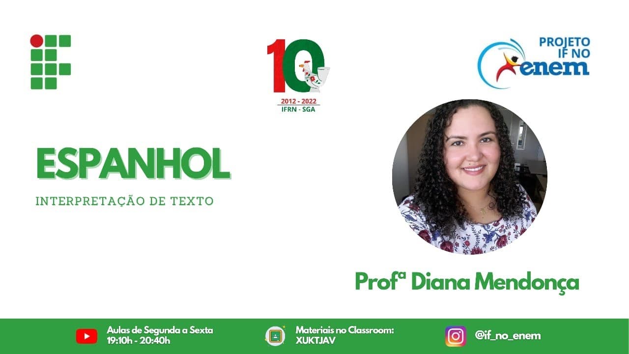 Thumbnail: Espanhol com Profª. Diana Mendonça (03/08/22)