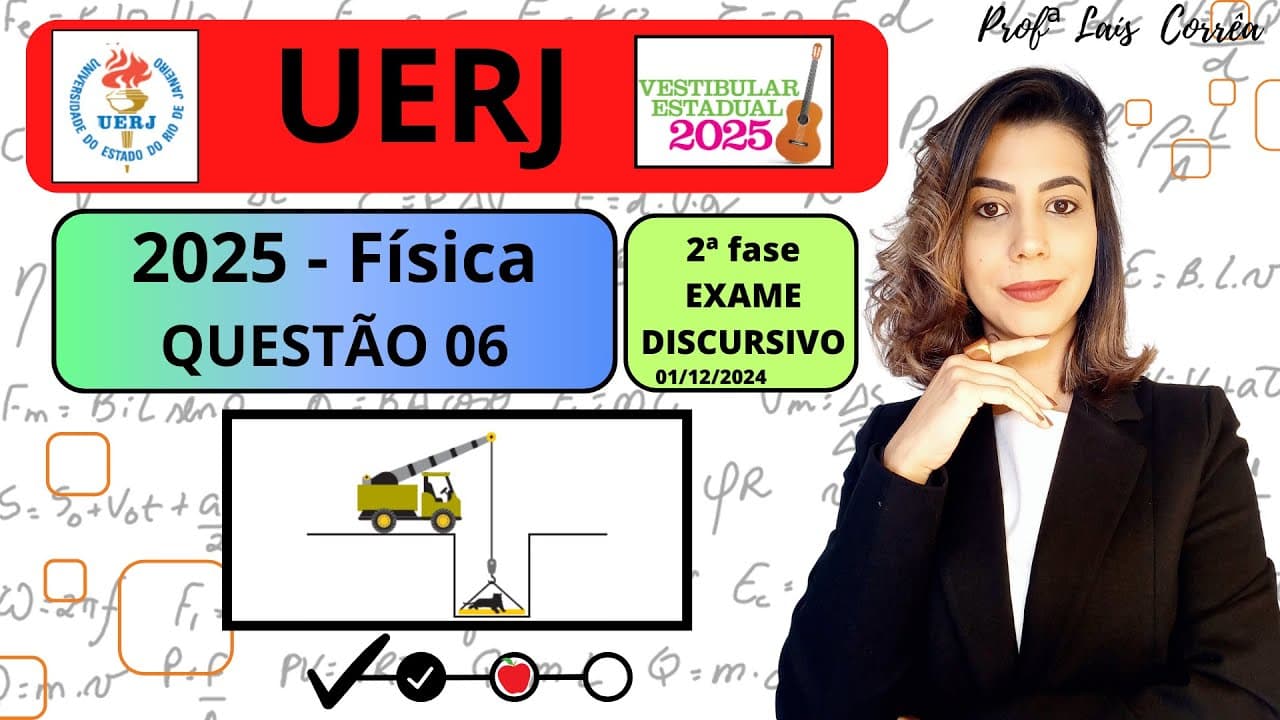 Thumbnail: 🟢 FÍSICA/ UERJ 2025 /QUESTÃO 06 / 2ª FASE / Para resgatar uma onça com massa de 80 kg, presa em ...