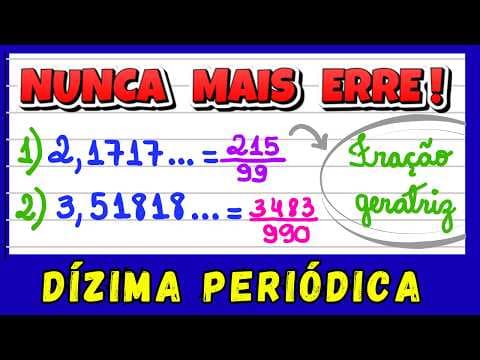 Thumbnail da aula: AULÃO DE DÍZIMA PERIÓDICA E FRAÇÃO GERATRIZ! EXPLICAÇÃO DETALHADA! PARA APRENDER MATEMÁTICA AGORA!