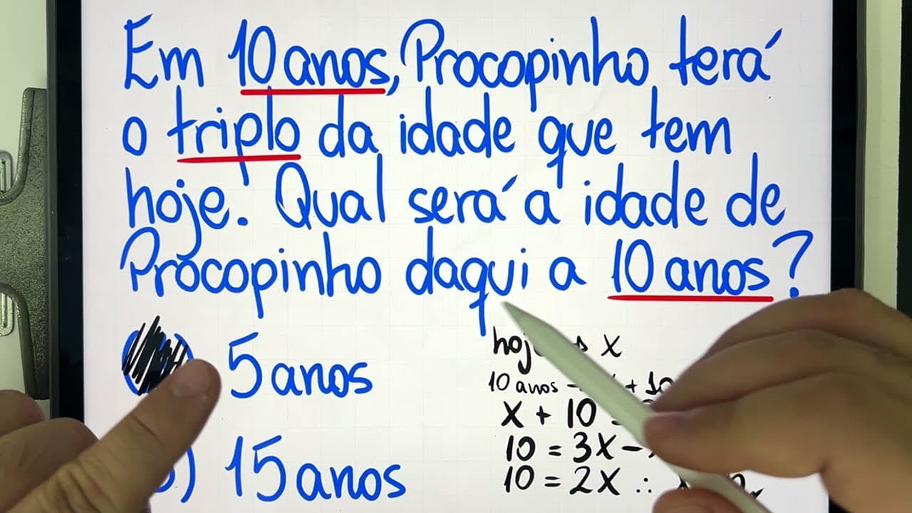 Thumbnail: 🤯 MATEMÁTICA BÁSICA DESBUGADA - Idade do Procopinho daqui a 10 anos? Você consegue resolver?