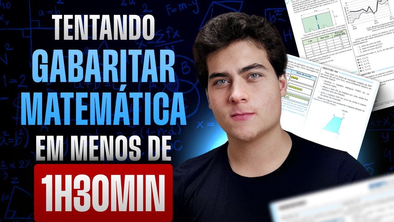 Thumbnail: Tentando GABARITAR MATEMÁTICA do Enem em MENOS DE 1h30min (Resolução REAL na prática)