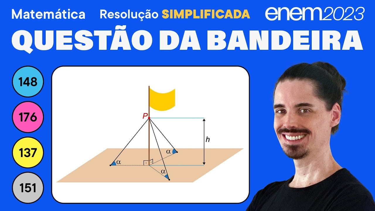 Thumbnail: 🔵 Questão do mastro da bandeira: ENEM 2023 Matemática (Simplificada) - Triângulo Retângulo
