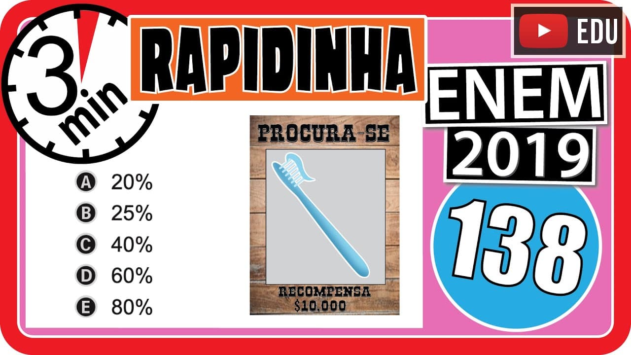 Thumbnail: 🏃[ENEM 2019] 138 📘 PORCENTAGEM Uma pessoa, que perdeu um objeto pessoal quando visitou uma cidade