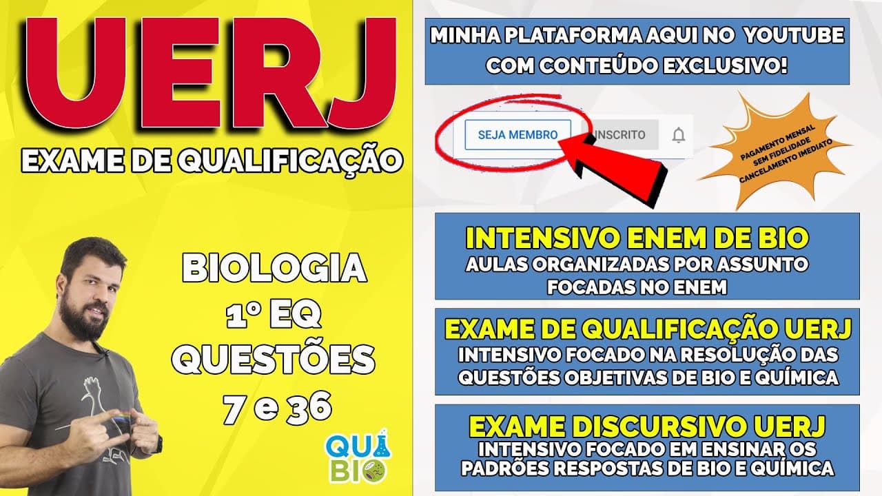 Thumbnail: UERJ 2024 - 1o EQ - Questões 7 e 36 - A estrutura celular onde ocorre a decomposição da substância