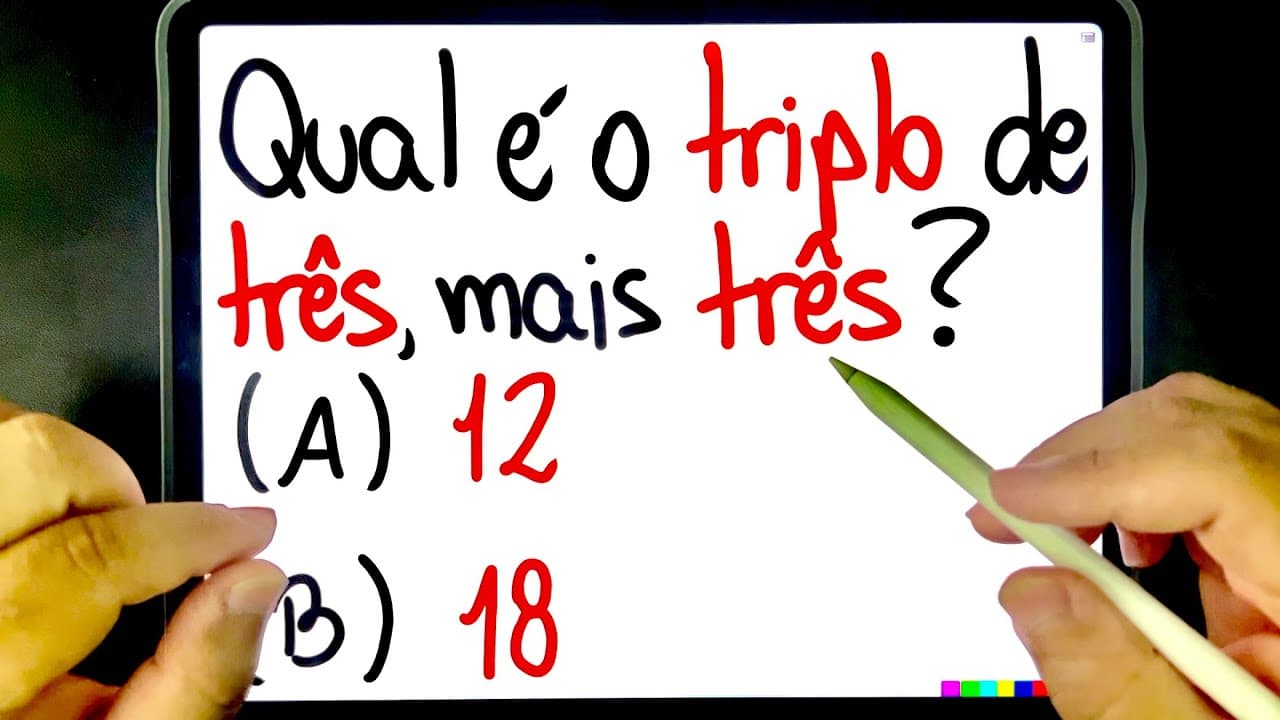 Thumbnail: 🔥 RACIOCÍNIO LÓGICO: Qual é o TRIPLO de três, MAIS TRÊS? 😱 Você consegue resolver?