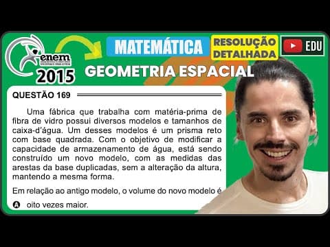 Thumbnail da aula: [ENEM 2015 PPL] 169 📘 GEOMETRIA ESPACIAL Uma fábrica que trabalha com matéria-prima de fibra de
