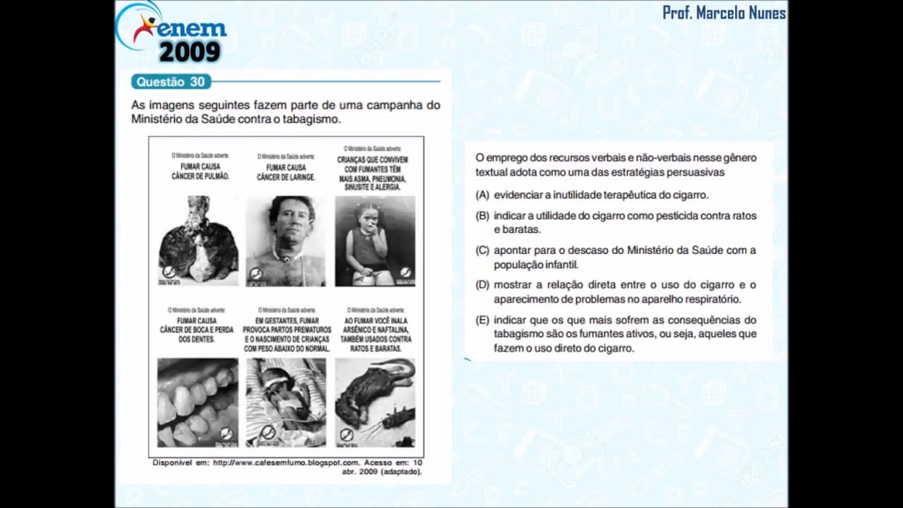 Thumbnail: Enem 2009 (vazada): compreensão de textos (campanha).