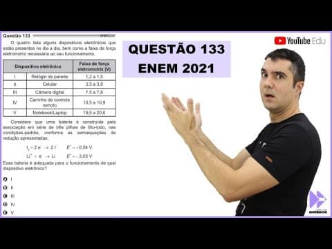 Thumbnail da aula: QUÍMICA ENEM 2021! "O quadro lista alguns dispositivos eletrônicos que estão presentes no dia ..."