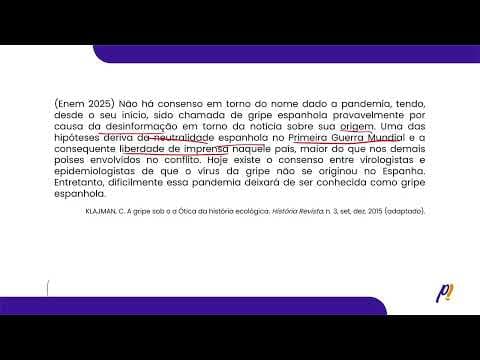 Thumbnail da aula: ENEM 2025 | Não há consenso em torno do nome dado a pandemia, tendo, desde o seu início...