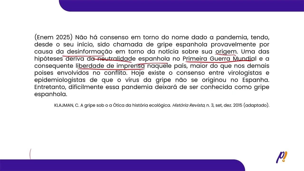 Thumbnail: ENEM 2025 | Não há consenso em torno do nome dado a pandemia, tendo, desde o seu início...