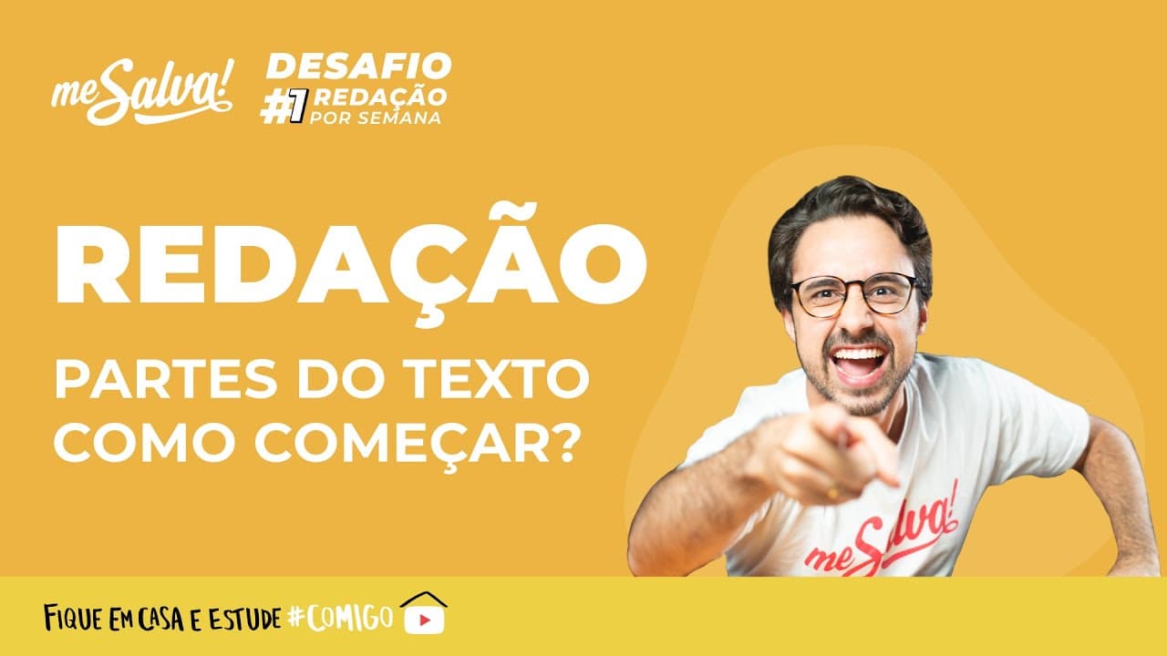 Thumbnail: AO VIVO | Redação - ENEM 2020 | Partes do Texto | DESAFIO #1 REDAÇÃO POR SEMANA
