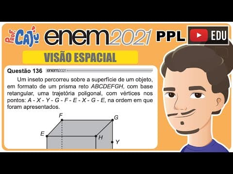 Thumbnail da aula: [ENEM 2021 PPL] 136 📘 VISÃO ESPACIAL Um inseto percorreu sobre a superfície de um objeto, em formato