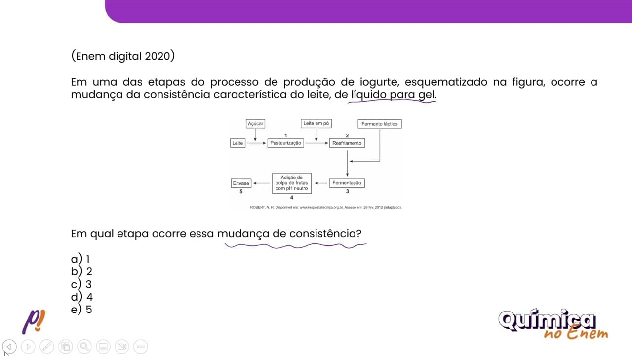 Thumbnail: ENEM DIGITAL 2020 - MATÉRIA E ENERGIA | Em uma das etapas do processo de produção de iogurte...