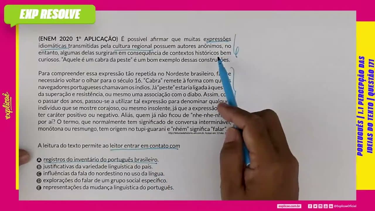 Thumbnail: É POSSÍVEL AFIRMAR QUE MUITAS EXPRESSÕES IDIOMÁTICAS (...) | PERCEPÇÃO DAS IDEIAS DO TEXTO