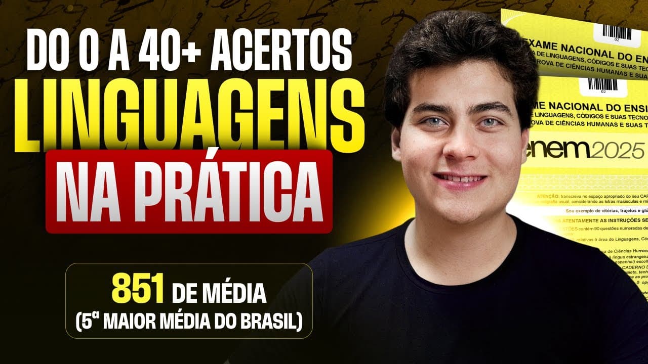 Thumbnail: Como GABARITAR LINGUAGENS no Enem 2025 na PRÁTICA (Você nunca mais verá a prova do mesmo modo)