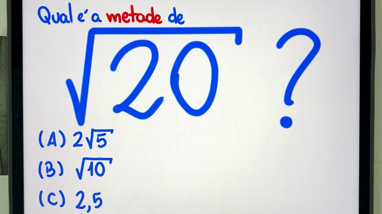 Thumbnail: 😱 Qual é a metade de √20? Você consegue resolver essa raiz quadrada?