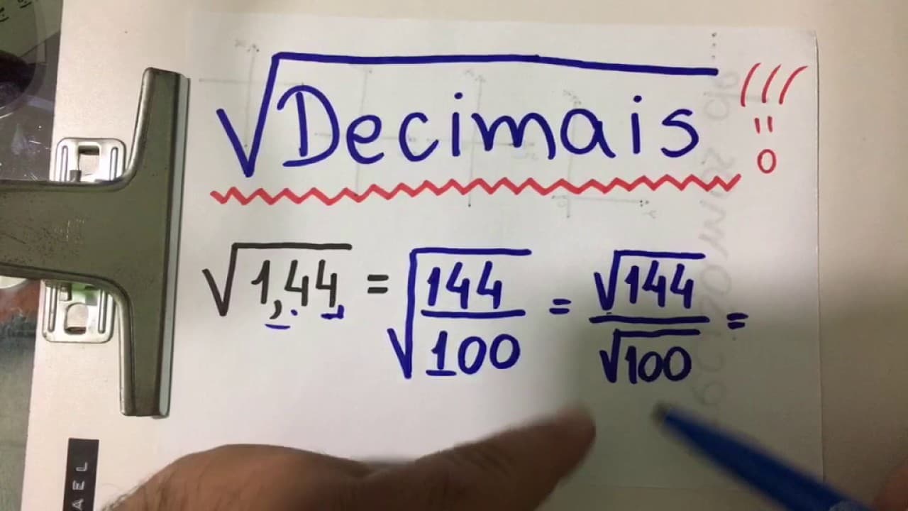 Thumbnail: ⏱ RAIZ QUADRADA DE NÚMERO DECIMAL (NÚMERO COM VÍRGULA) 👉 Minuto Matemática