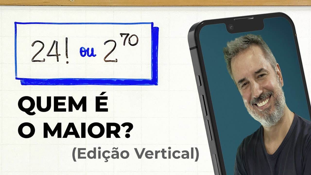 Thumbnail: Quem é o maior: 24! ou 2^70 ? (FATORIAL × POTÊNCIA) [Vertical]
