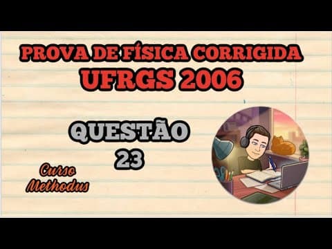 Thumbnail da aula: 23 de 2006 da prova de física da UFRGS - Na figura abaixo estão representados um espelho plano E