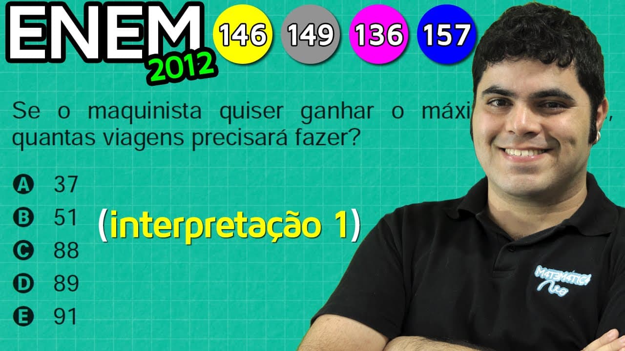 Thumbnail: ENEM 2012 Matemática #22 (Primeira Interpretação OFICIAL) - Divisão e Resto da Divisão