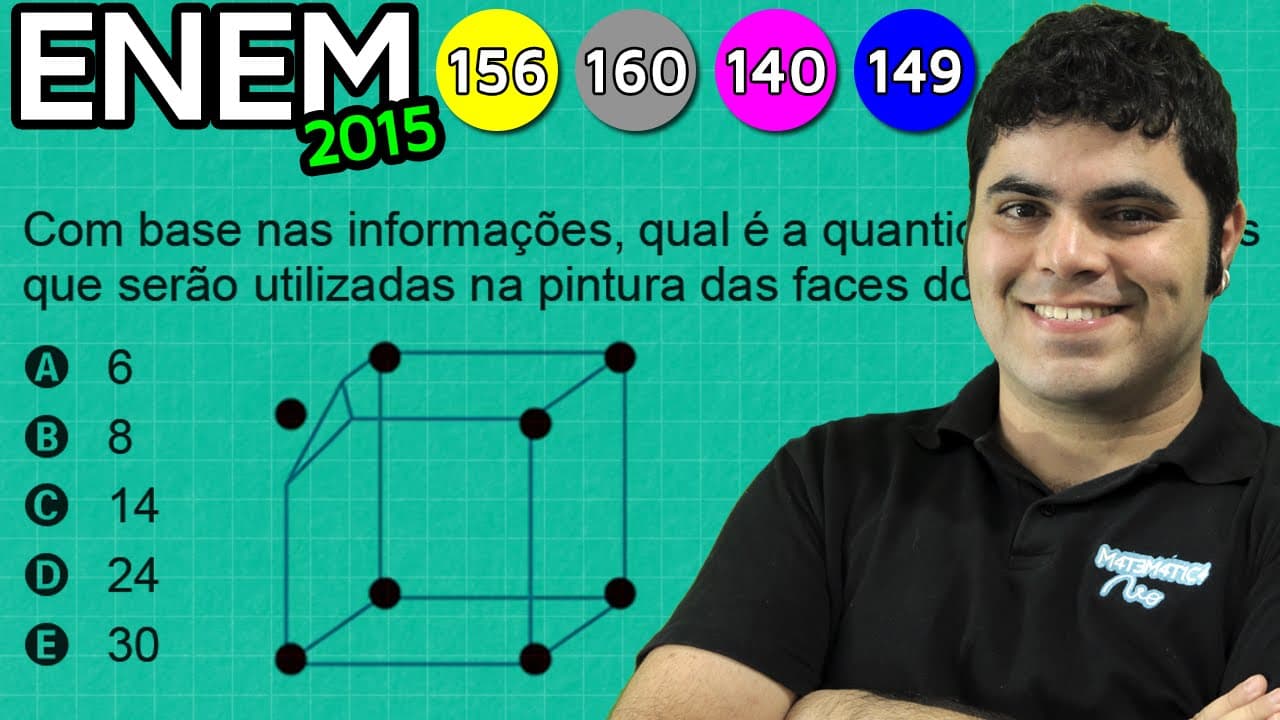 Thumbnail: ENEM 2015 Matemática #14 - Geometria Espacial e Número de Faces num Cubo com Vértices Cortados