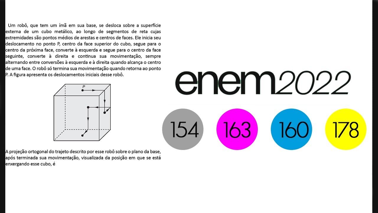 Thumbnail: ENEM 2022 | Um robô, que tem um ímã em sua base, se desloca sobre a superfície externa de um cubo...