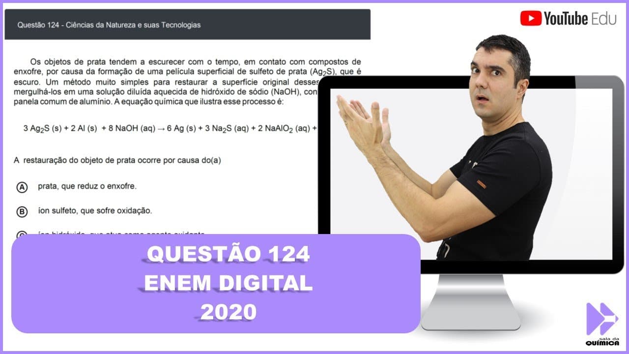 Thumbnail: QUÍMICA ENEM DIGITAL 2020! "Os objetos de prata tendem a escurecer com o tempo, em contato com ..."