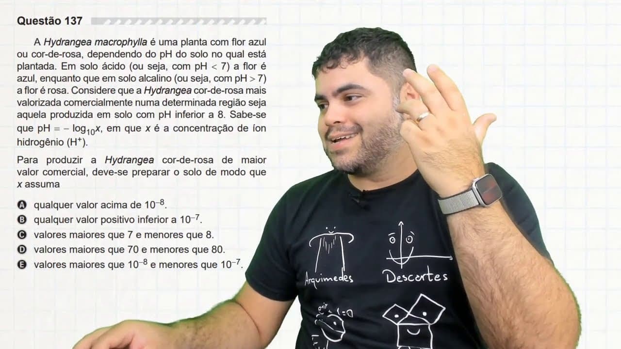 Thumbnail: 🔥 Questão sobre INEQUAÇÃO LOGARÍTMICA LOG 137 ENEM 2019 | A Hydrangea macrophylla é uma planta