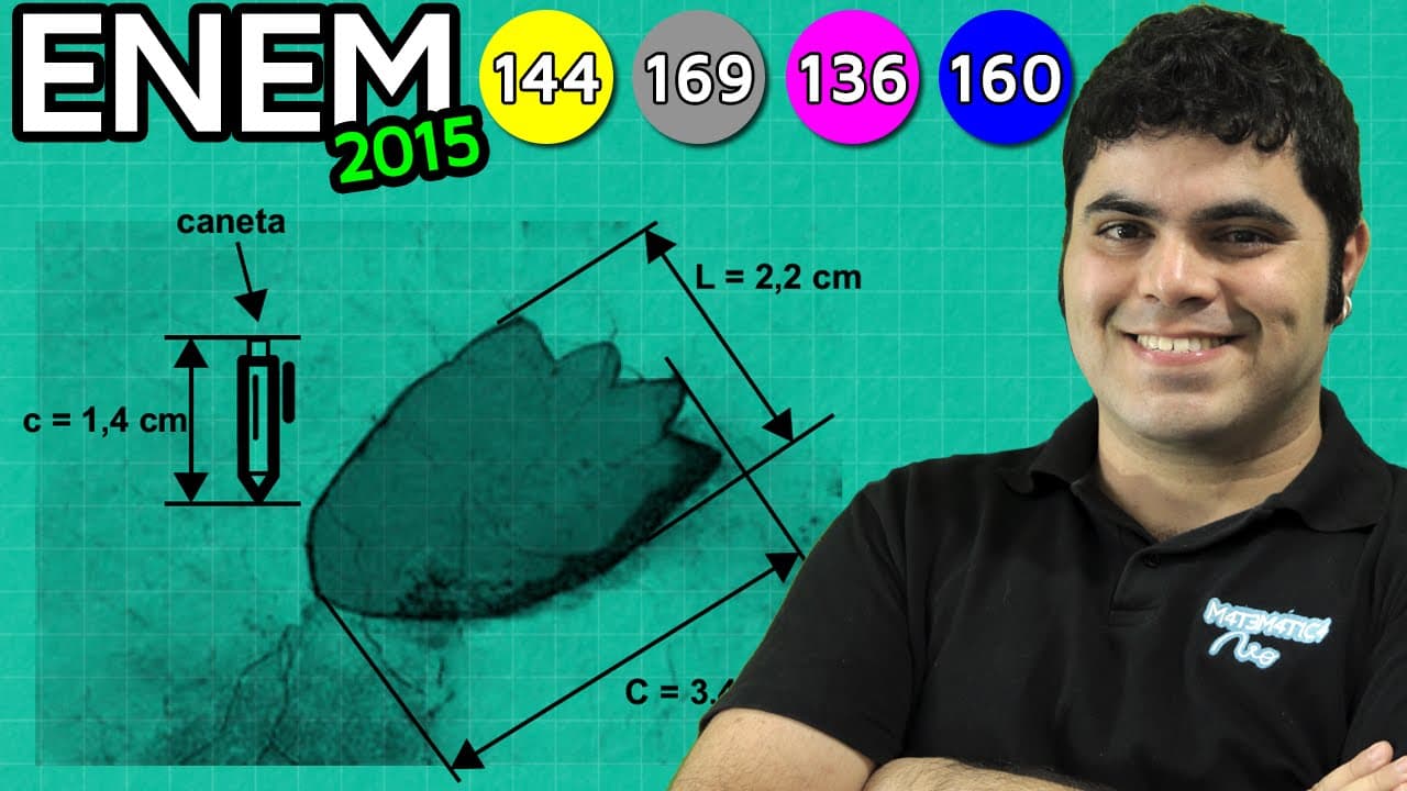 Thumbnail: ENEM 2015 Matemática #25 - Escala da Caneta, Comprimento e Largura da Pegada