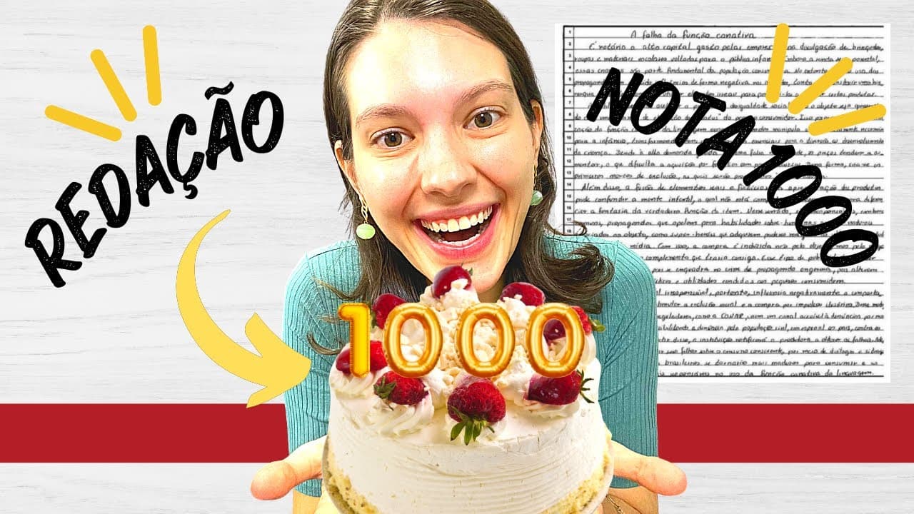 Thumbnail: Meu modelo de redação para tirar 1000 no ENEM: passo a passo
