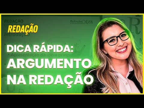 Thumbnail da aula: DICA DE ARGUMENTAÇÃO NA REDAÇÃO: DESENVOLVIMENTO DO TEXTO (CONCURSOS/ENEM/VESTIBULAR) - Profa. Pamba