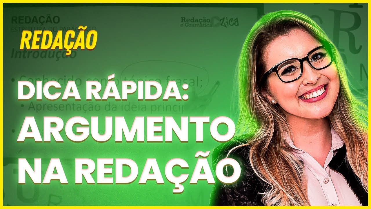 Thumbnail: DICA DE ARGUMENTAÇÃO NA REDAÇÃO: DESENVOLVIMENTO DO TEXTO (CONCURSOS/ENEM/VESTIBULAR) - Profa. Pamba
