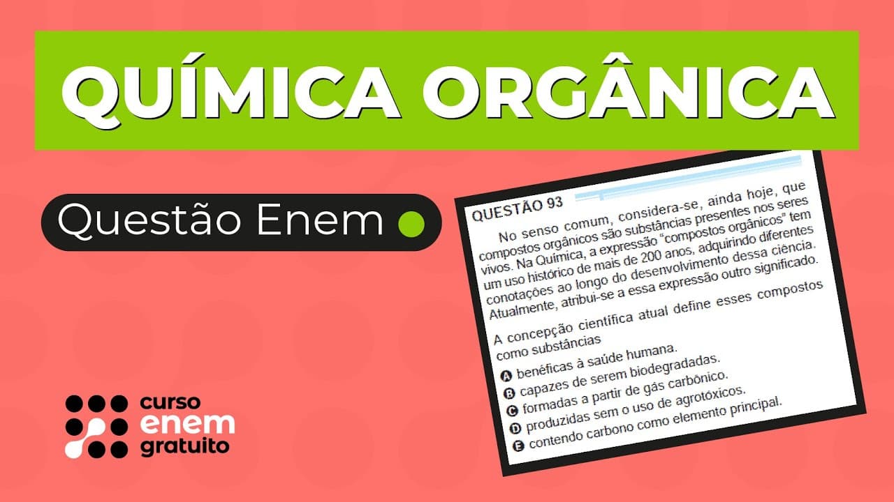 Thumbnail: QUÍMICA ORGÂNICA: resolução de questão | Química para o Enem | Larissa Campos