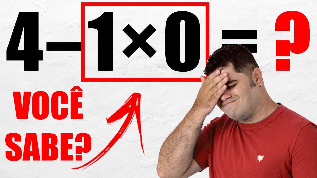 Thumbnail: 🔥 4–1×0 = ? VOCÊ SABE? 🤔 Muita Gente AINDA TEM DÚVIDA nessa Expressão Numérica Bugante! 🤯