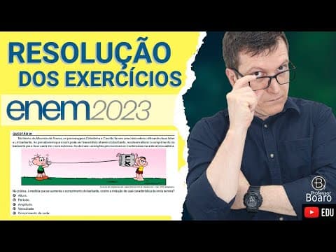Thumbnail da aula: ENEM 2023 - RESOLUÇÃO dos EXERCÍCIOS - (91- Caderno AMARELO) Na tirinha de Maurício de Sousa, os
