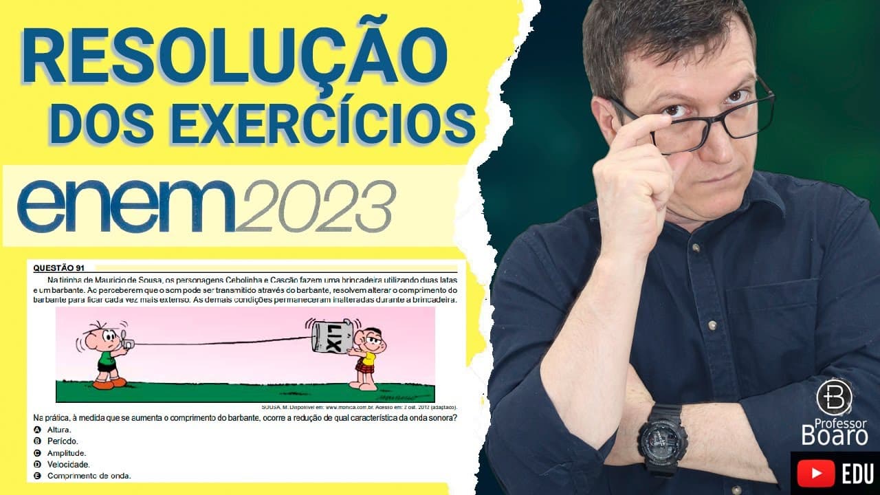 Thumbnail: ENEM 2023 - RESOLUÇÃO dos EXERCÍCIOS - (91- Caderno AMARELO) Na tirinha de Maurício de Sousa, os