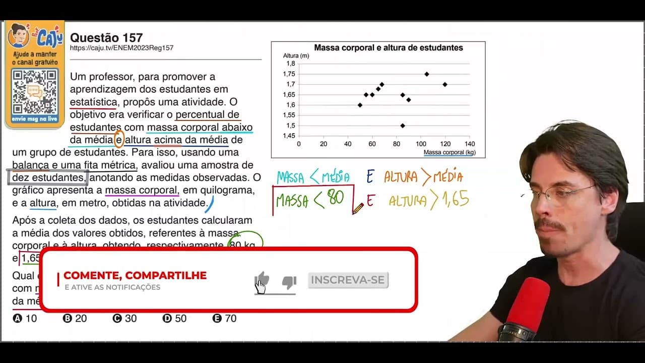 Thumbnail: [ENEM 2023] 157 📘 INTERPRETAÇÃO DE GRÁFICOS Um professor, para promover a aprendizagem dos