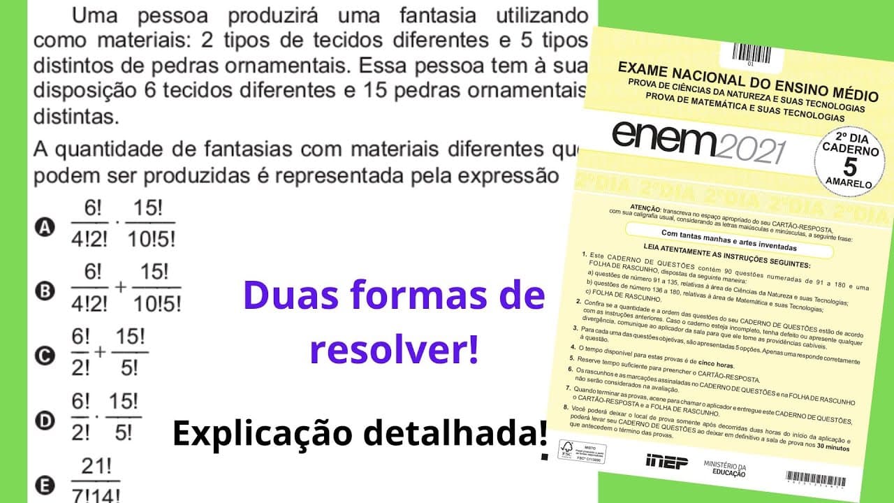 Thumbnail: Questão 139 - Enem 2021 - Cad. Amarelo - Uma pessoa produzirá uma fantasia utilizando como materiais