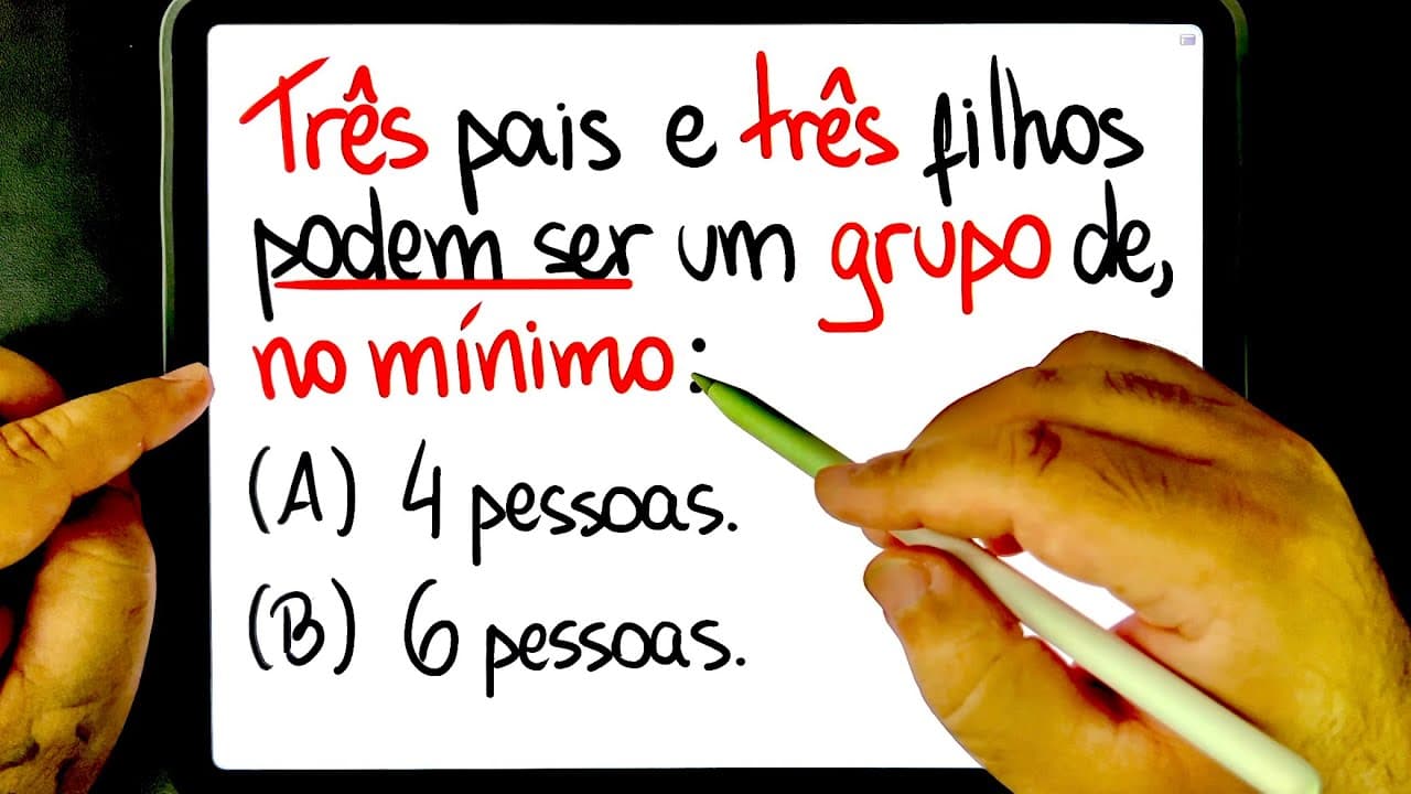 Thumbnail: 🔥 Três PAIS e três FILHOS: QUANTAS PESSOAS? 😱 Raciocínio Lógico bugante!