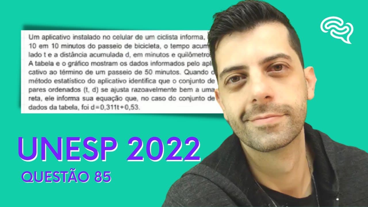 Thumbnail: UNESP 2022 - Q85 - Um aplicativo instalado no celular de um ciclista informa