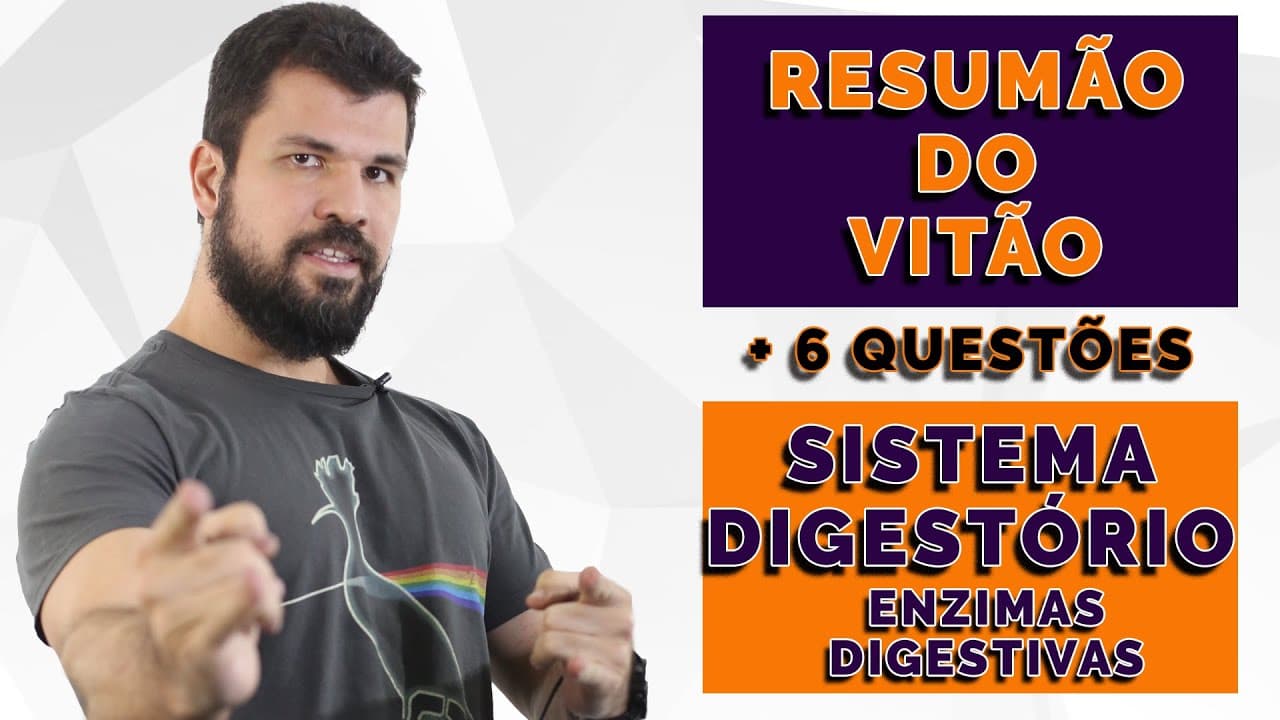 Thumbnail: Resumão do Vitão - Fisiologia Humana: Sistema Digestório: Enzimas Digestivas + 6 questões comentadas