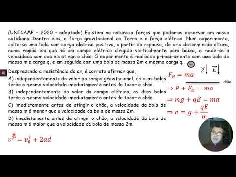 Thumbnail da aula: UNICAMP 2020: Existem na natureza forças que podemos observar em nosso cotidiano. Dentre elas,
